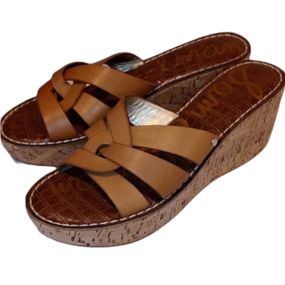 Sam Edelman leather upper platform thong sandal size 38.